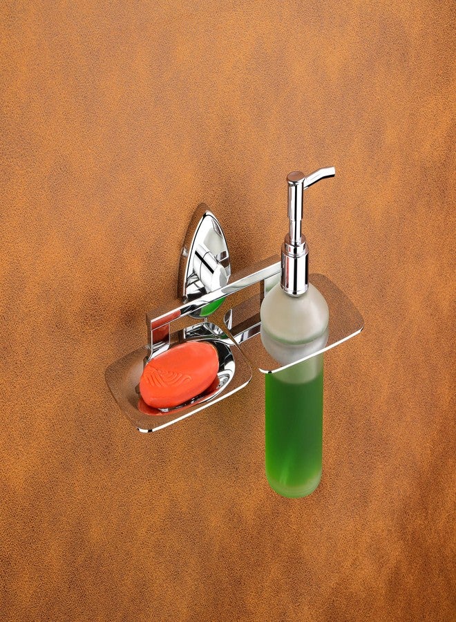 iSTAR Stainless Steel 2 in 1 Soap Dish with Liquid Soap Dispenser Wall Mounted Soap Stand with Hand Wash Dispenser for Bathroom Accessories Sink Wash Basin (Silver, Pack of 1) - Image 3